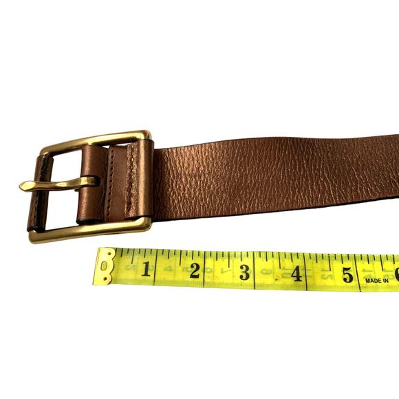 Bronze Soft Leather Belt Gold Buckle B60 main image 4
